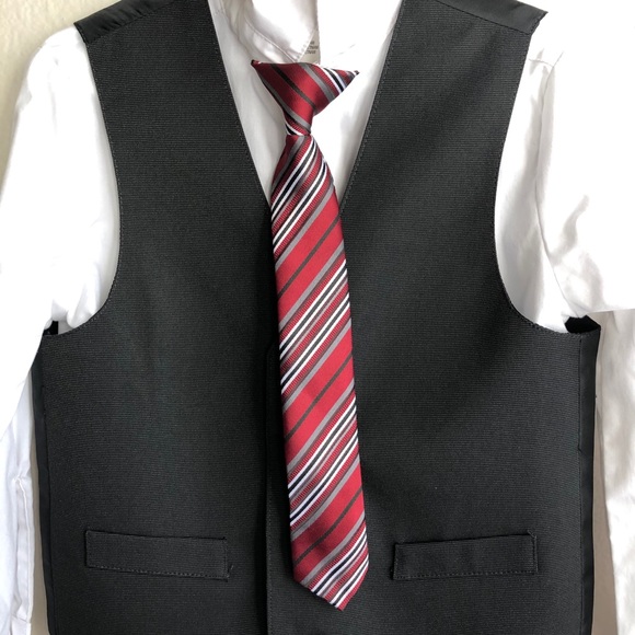 Formal ringbearer BOYS 4 Piece Suit Set Dark Gray LS Sz 5 - Picture 5 of 9